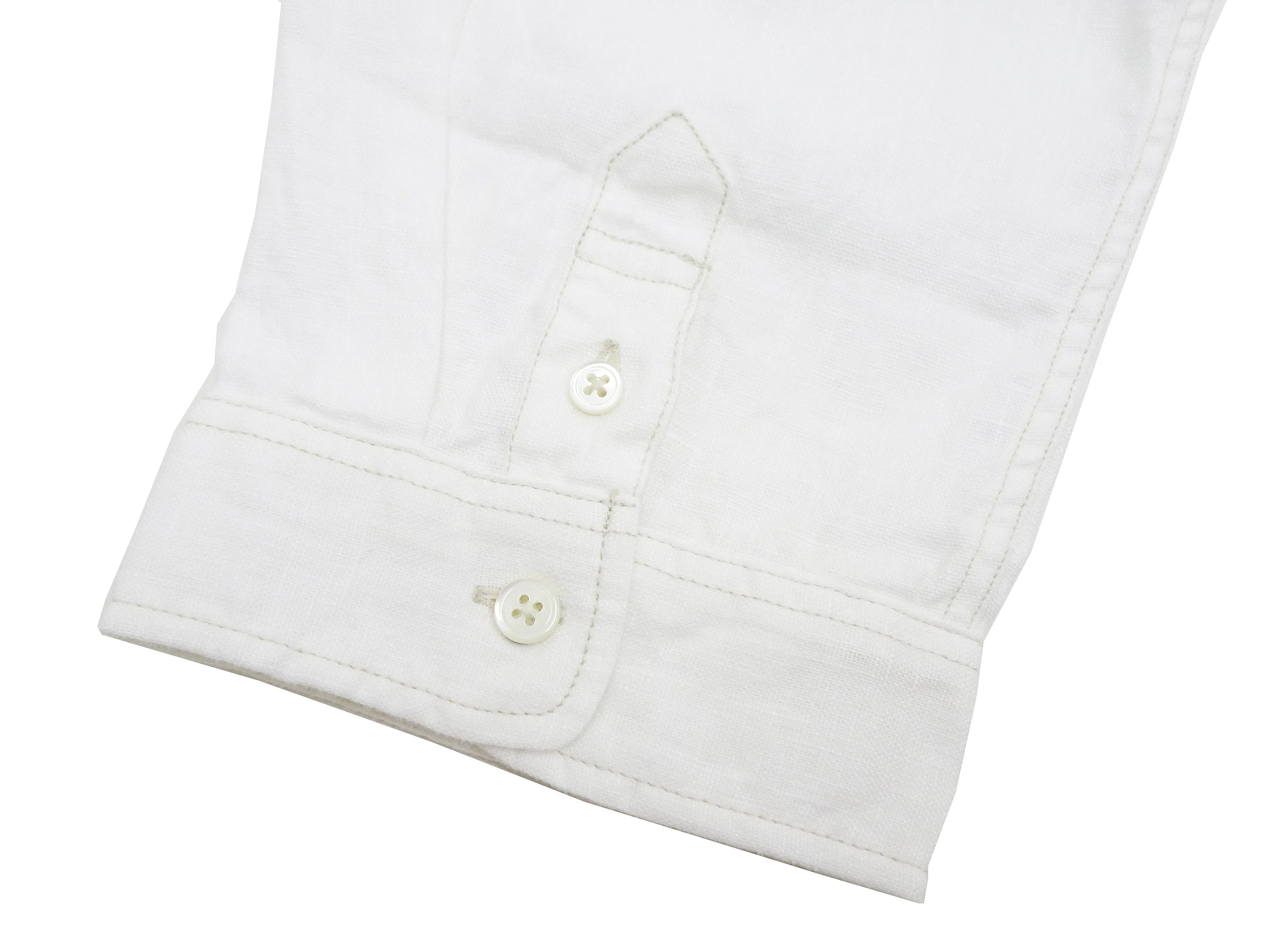 Pherrow's Linen 3/4 Sleeve Shirt Men's Casual Plain Button Up Shirt with Button-Down Collar Pherrows 24S-P7BD1 White
