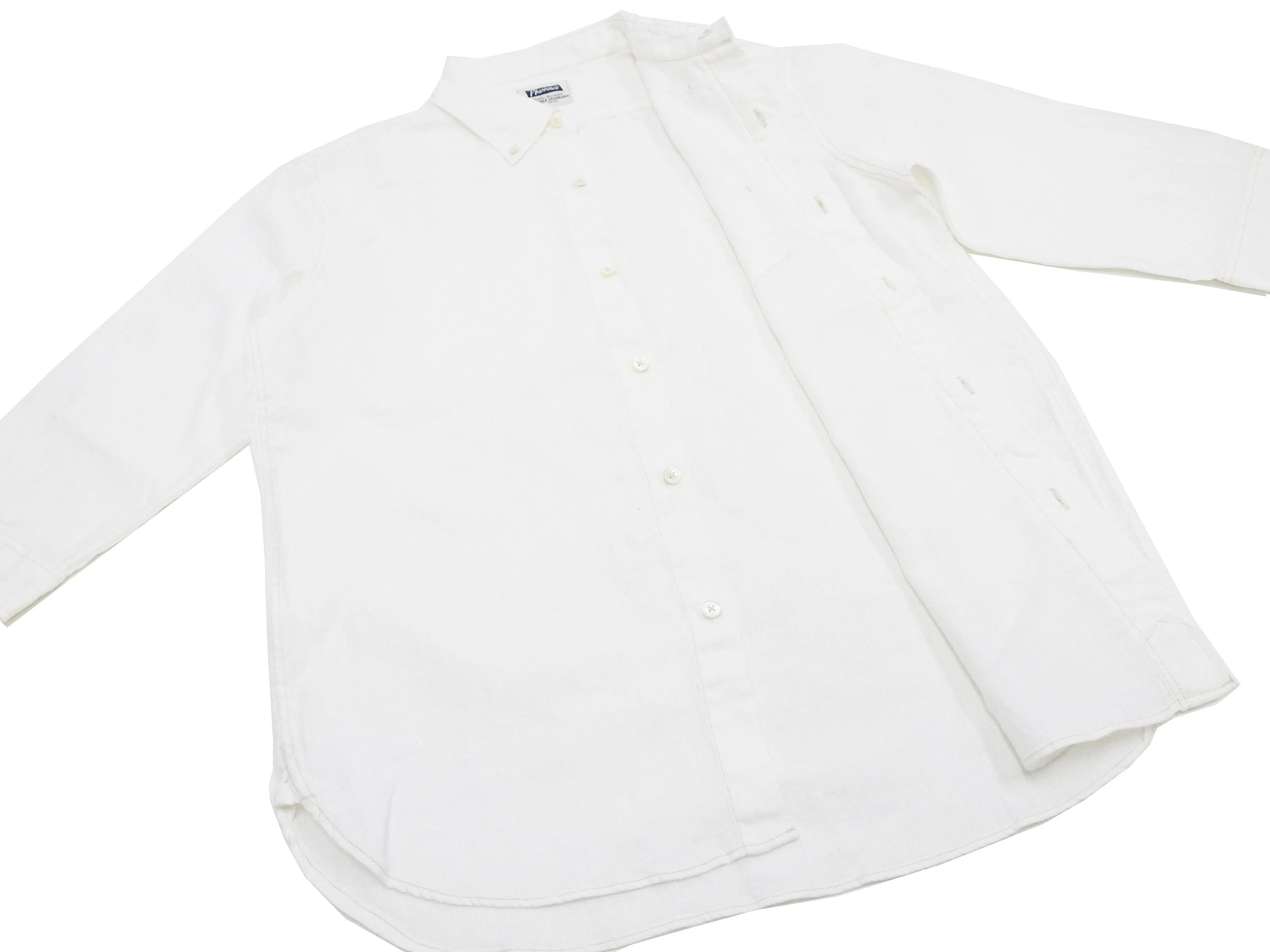 Pherrow's Linen 3/4 Sleeve Shirt Men's Casual Plain Button Up Shirt with Button-Down Collar Pherrows 24S-P7BD1 White