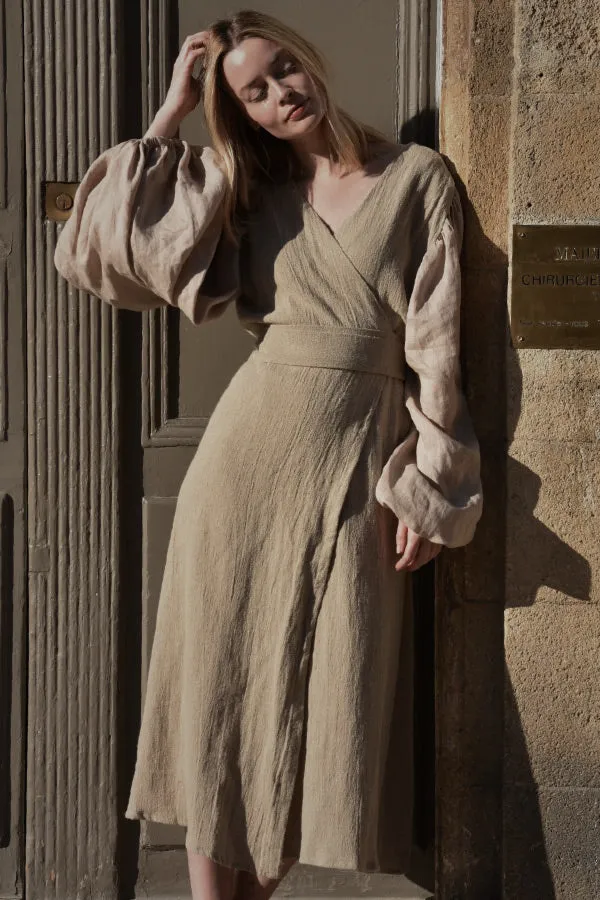 Poet Dress in Natural Linen