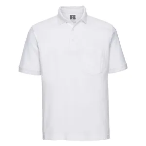 POLO T-Shirt Russell Heavy Duty Cotton Pique Poloshirt Work Golf R011M White S