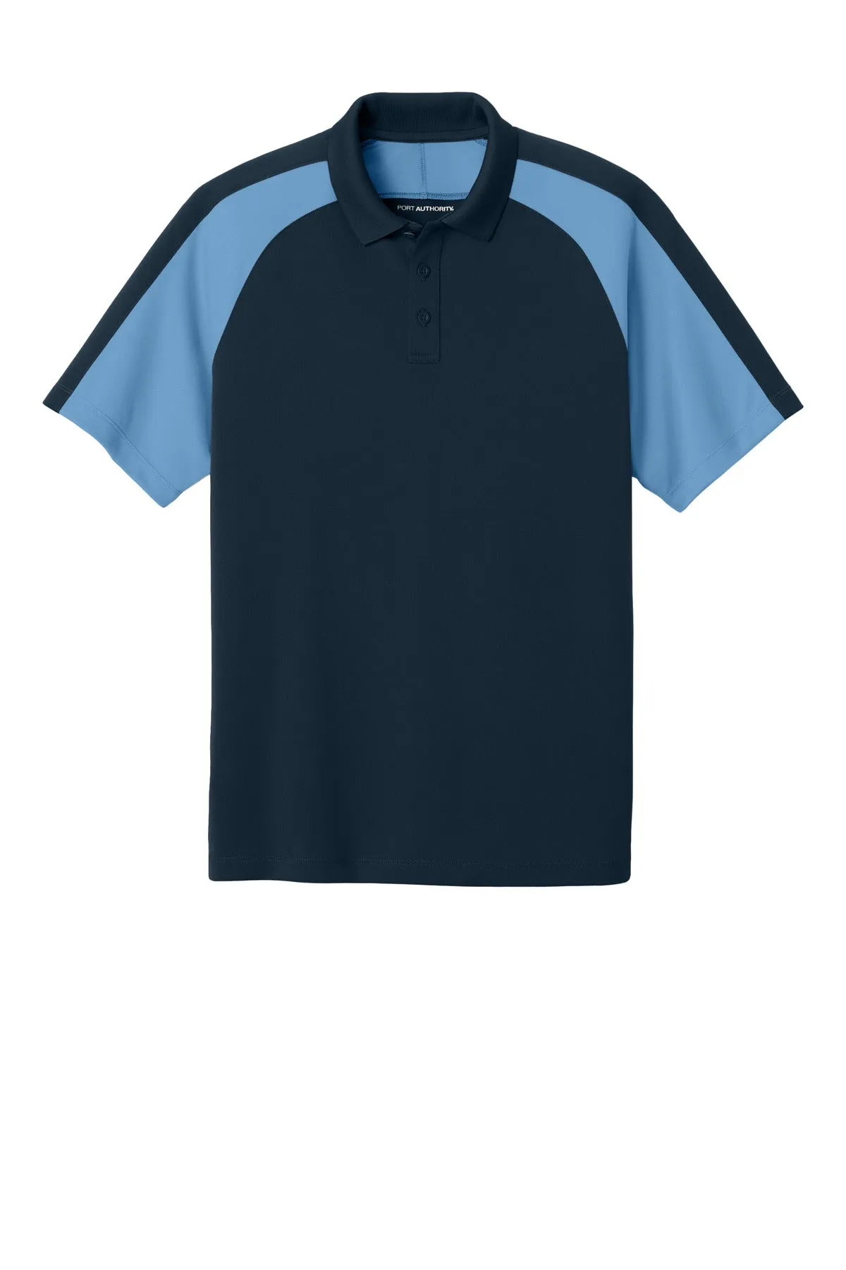 Port Authority Wearever Performance Pique Colorblock Polo K247 River Blue Navy/ Carolina Blue