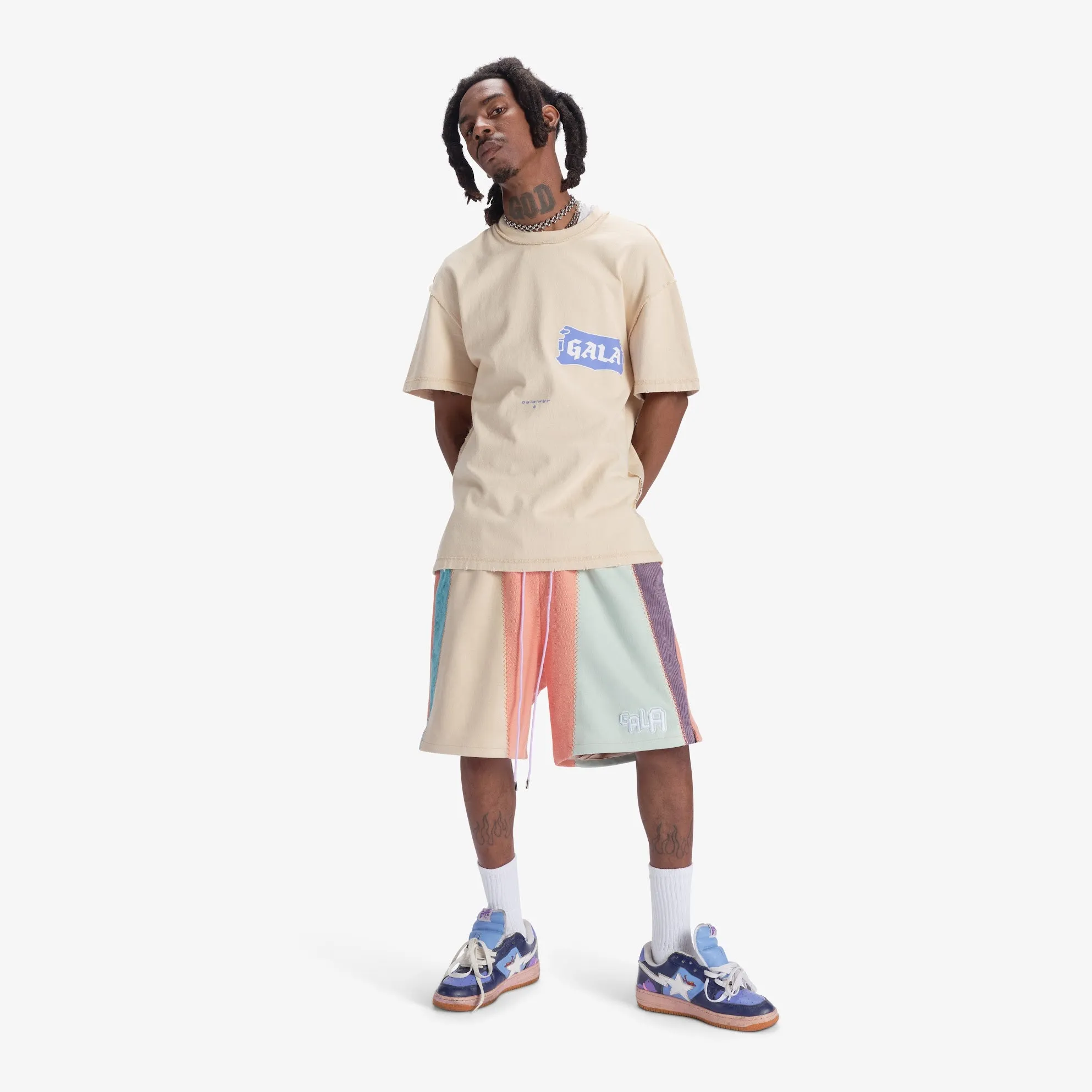 "Slicer" Panel Shorts (coral/mint)