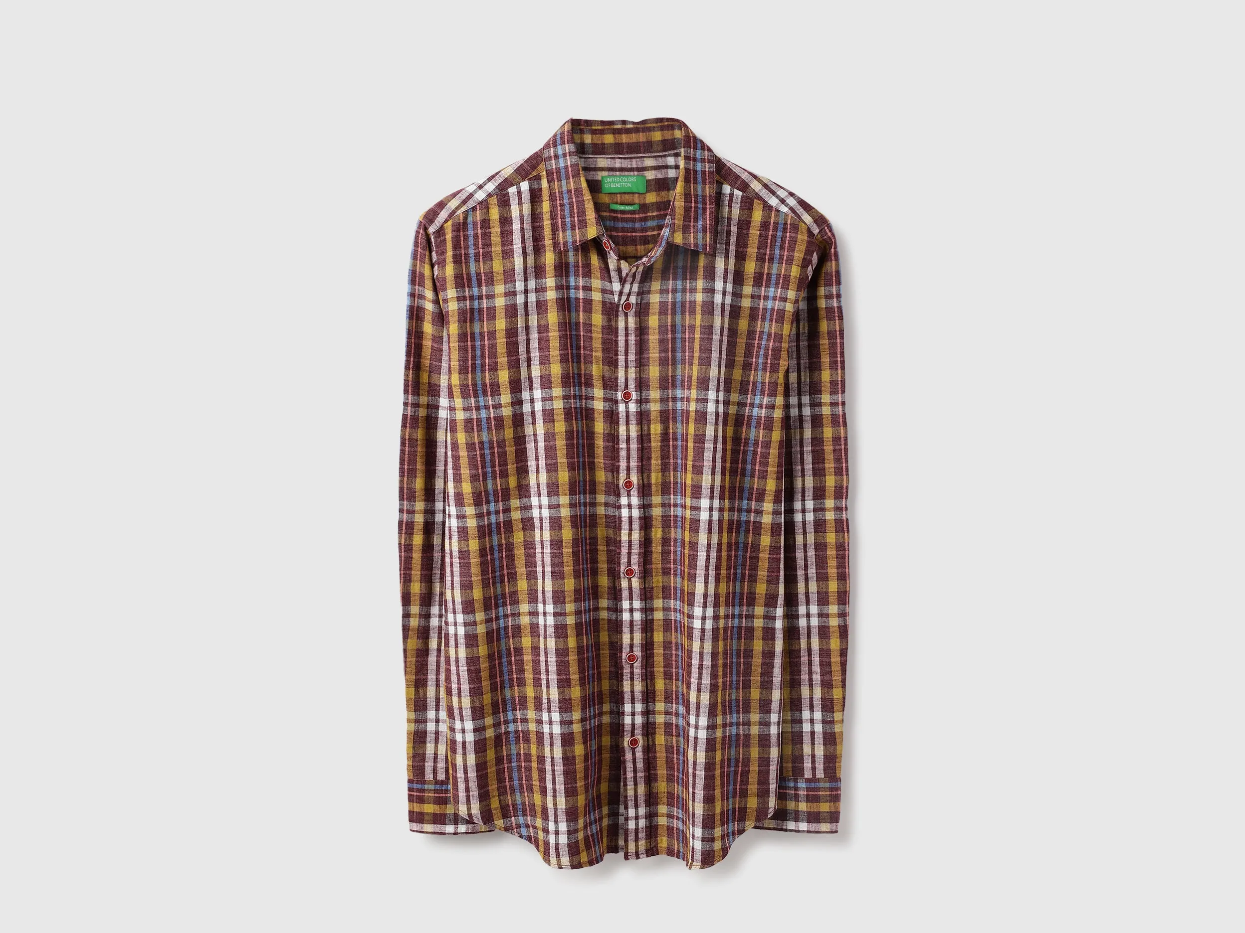 Regular Fit Spread Collar Plaid Checkered Shirt
