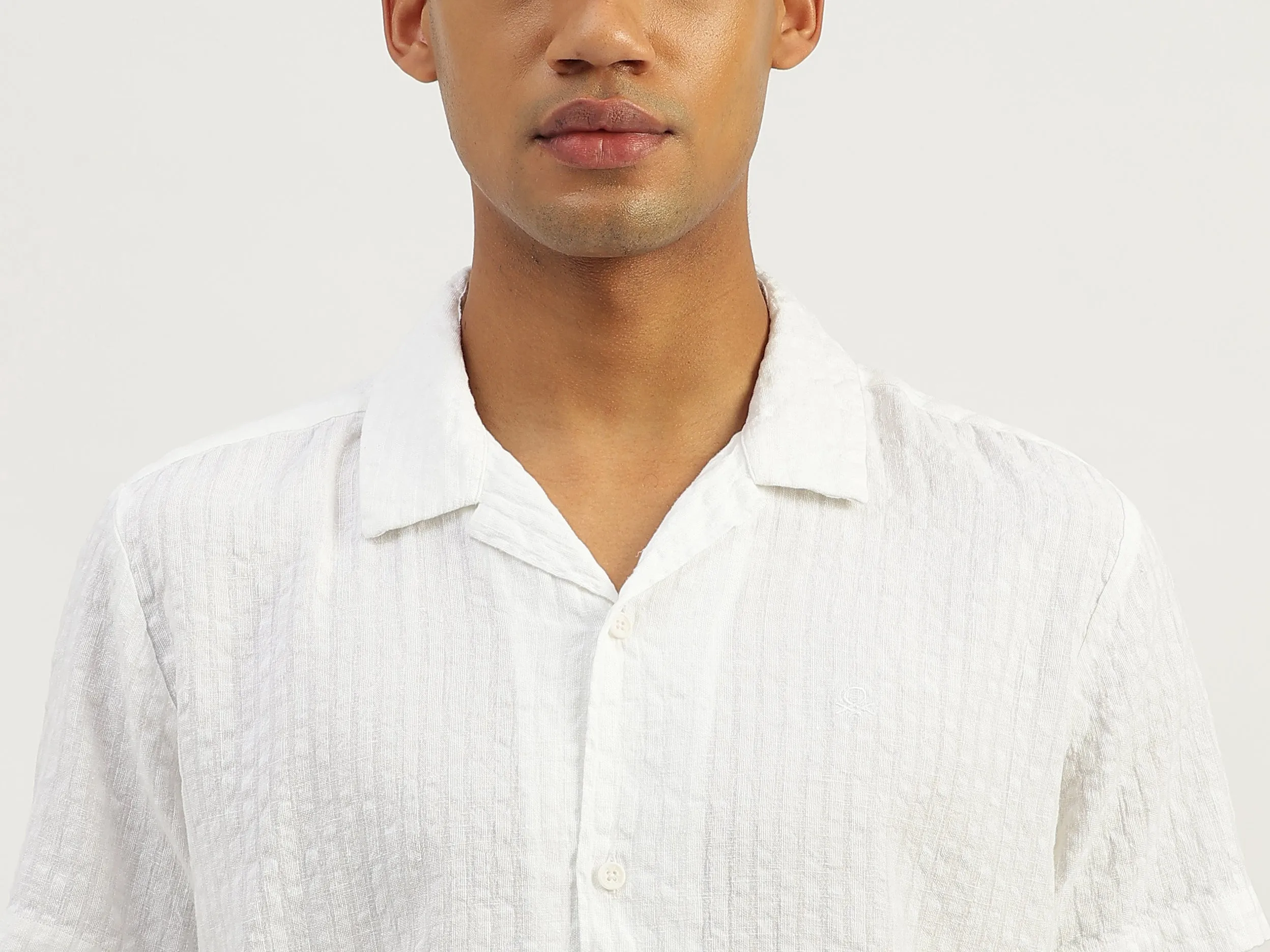 Relaxed Fit Resort Collar Sucker Stripe Shirt
