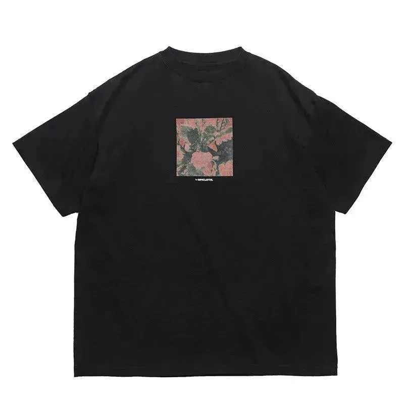 Retro Floral Print Short Sleeve Tee
