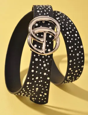 Rhinestone Embellished Denim Belt 2 Colors