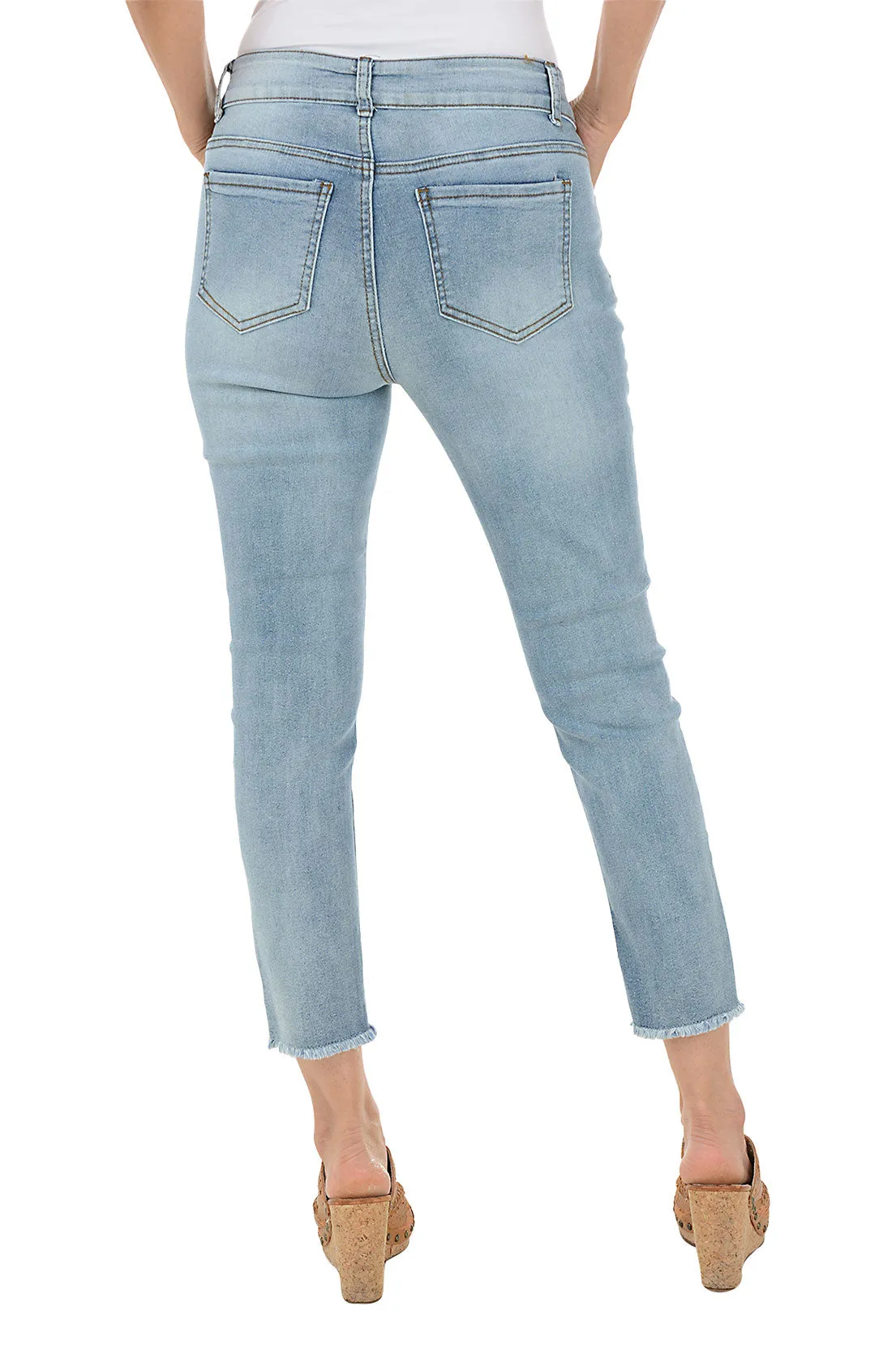Rhinestone Pocket Embellished Denim Crop Pant