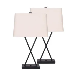 SARANTINO METAL TABLE LAMP WITH X STAND