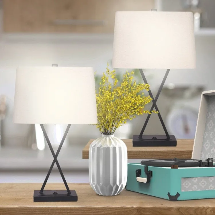 SARANTINO METAL TABLE LAMP WITH X STAND