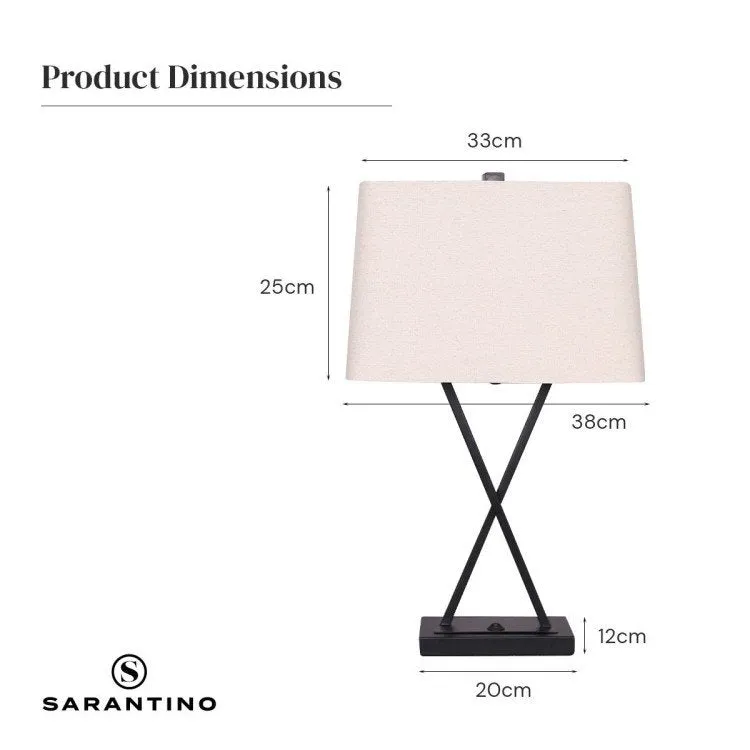 SARANTINO METAL TABLE LAMP WITH X STAND