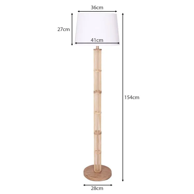 SARANTINO RATTAN FLOOR LAMP WITH OFF-WHITE LINEN SHADE