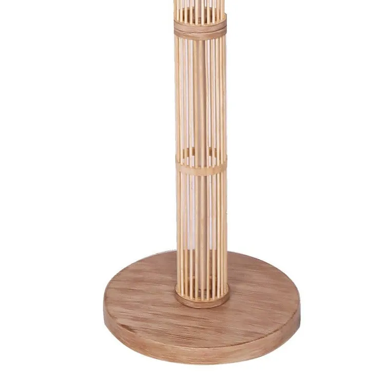 SARANTINO RATTAN FLOOR LAMP WITH OFF-WHITE LINEN SHADE