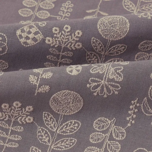 Scandi Flowers Embroidered Fabric by Hirvi
