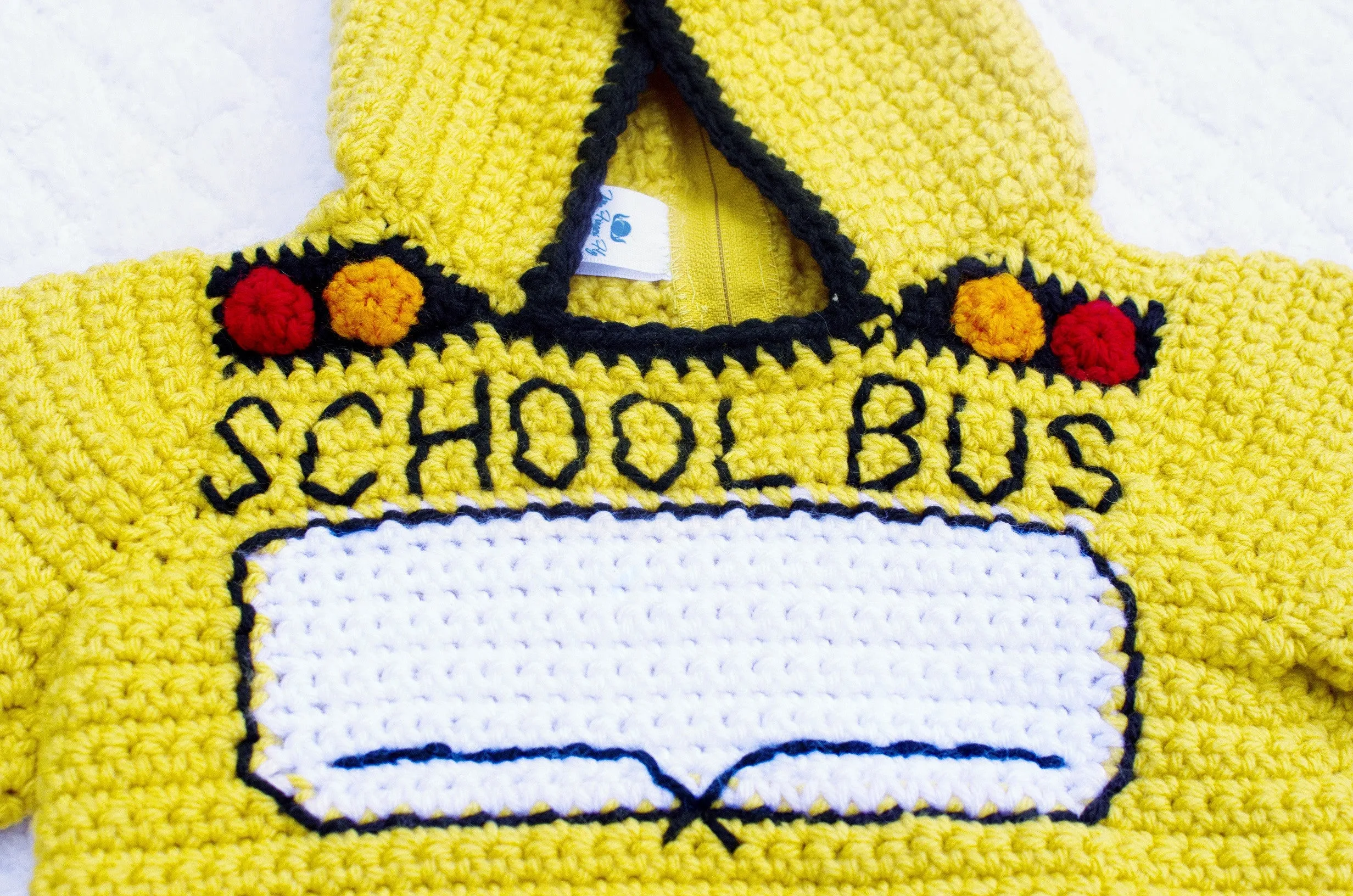 School Bus Toddler Hoodie Crochet Kit - Sizes 2, 4, 6 - Back to School Hooded Sweater Crochet Kit