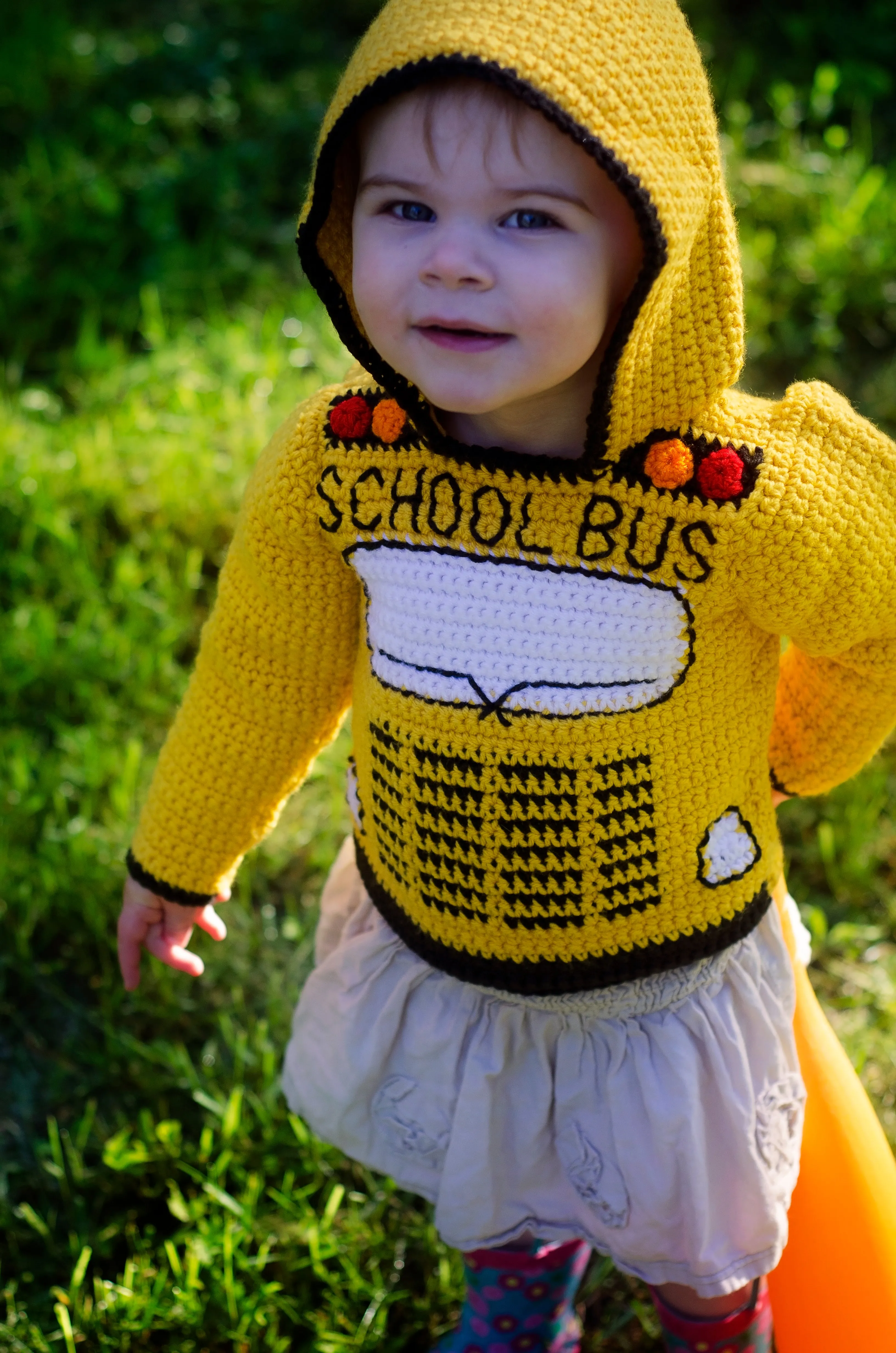 School Bus Toddler Hoodie Crochet Kit - Sizes 2, 4, 6 - Back to School Hooded Sweater Crochet Kit