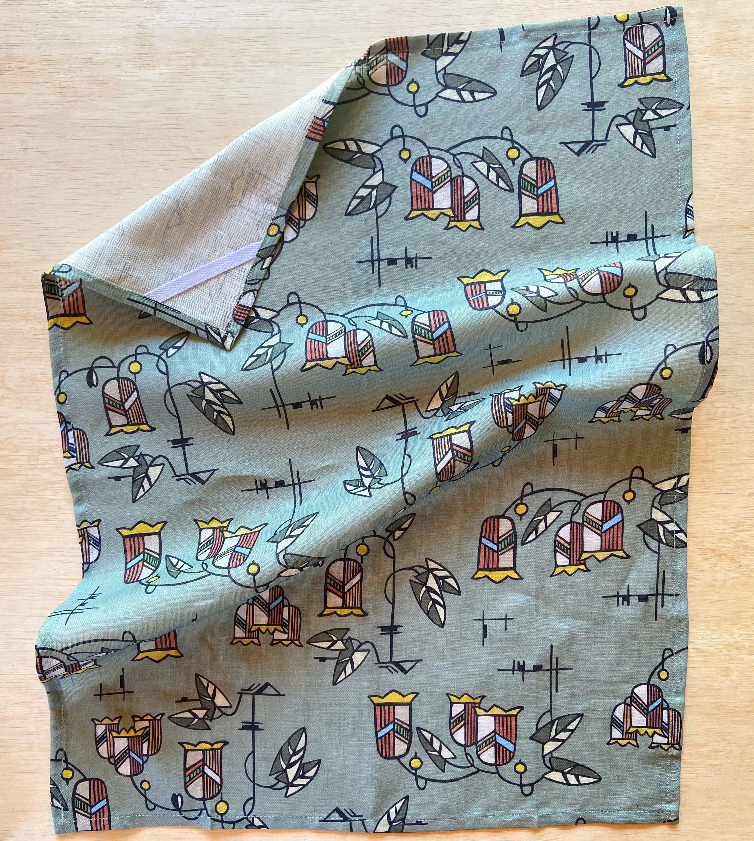 SECONDS Scandinavian Tulips Tea Towel - Seaglass