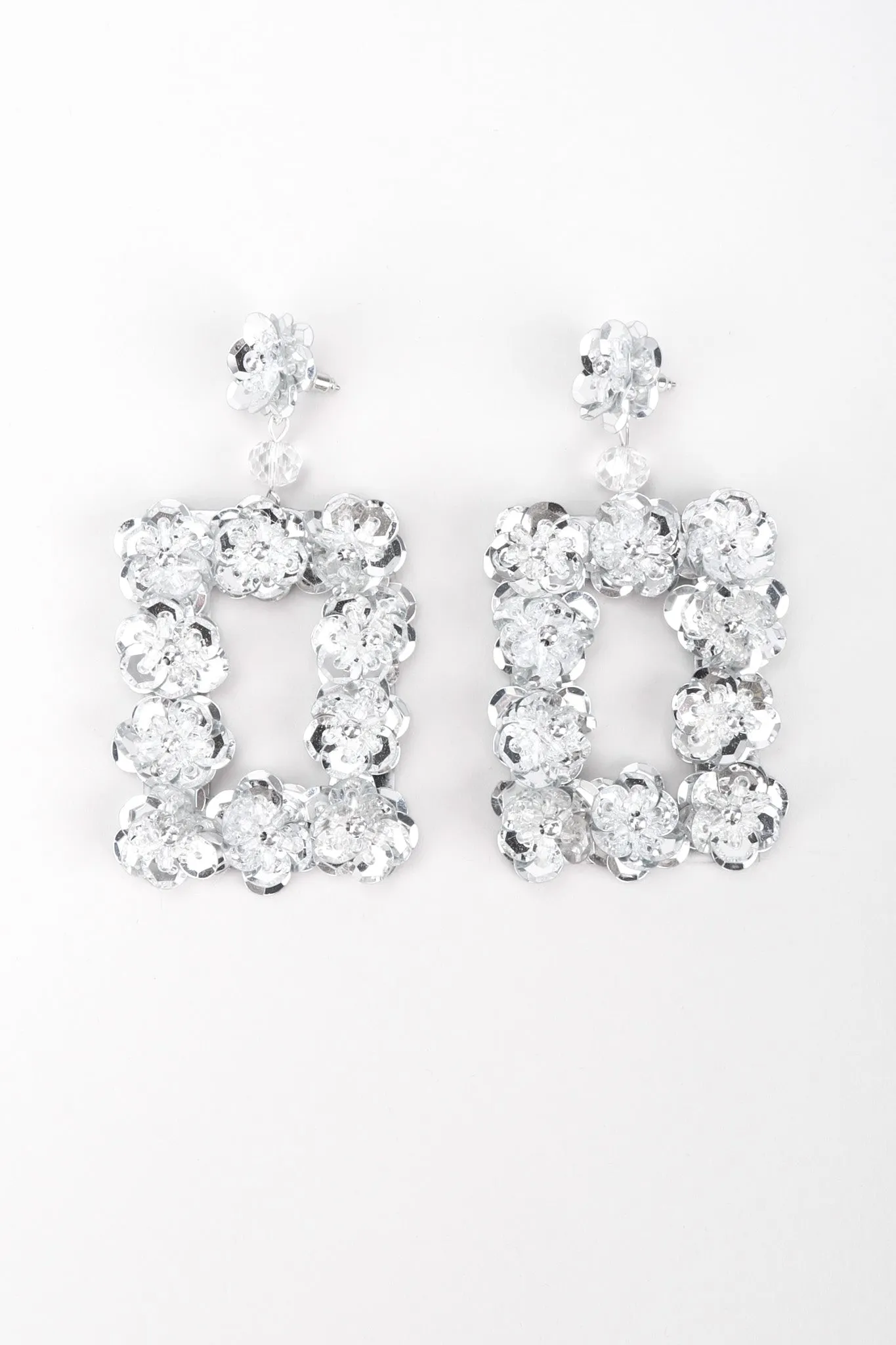 Sequin Flower Frame Earrings