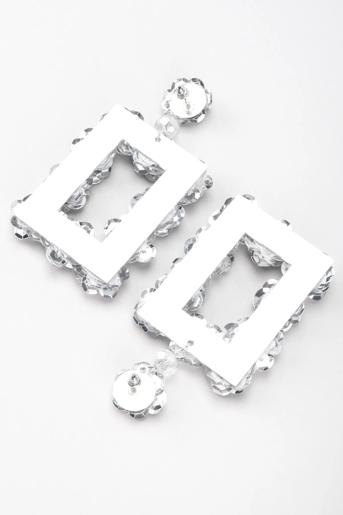 Sequin Flower Frame Earrings