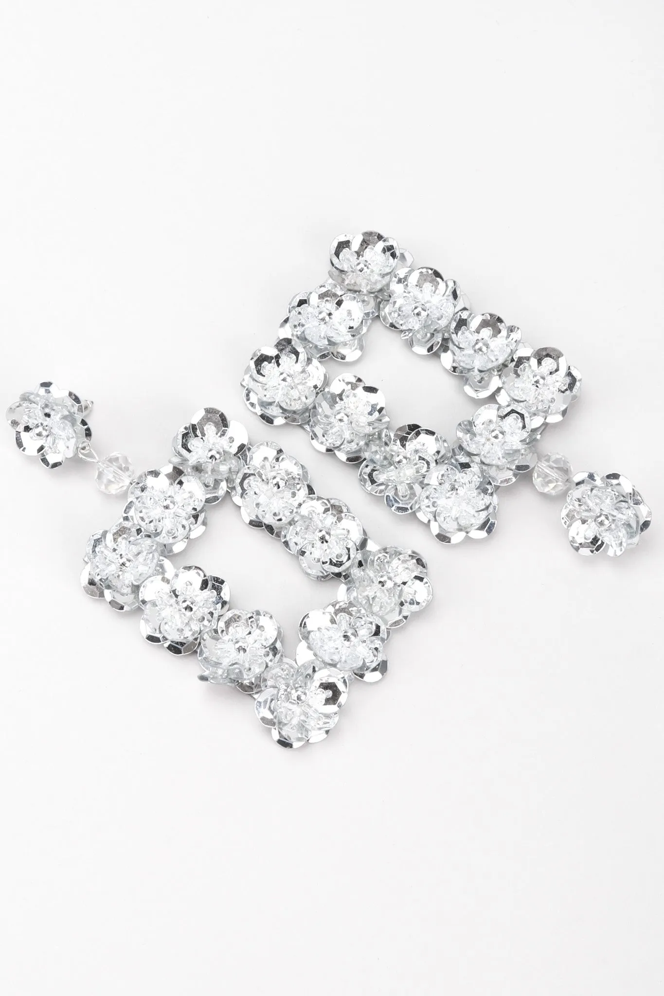 Sequin Flower Frame Earrings