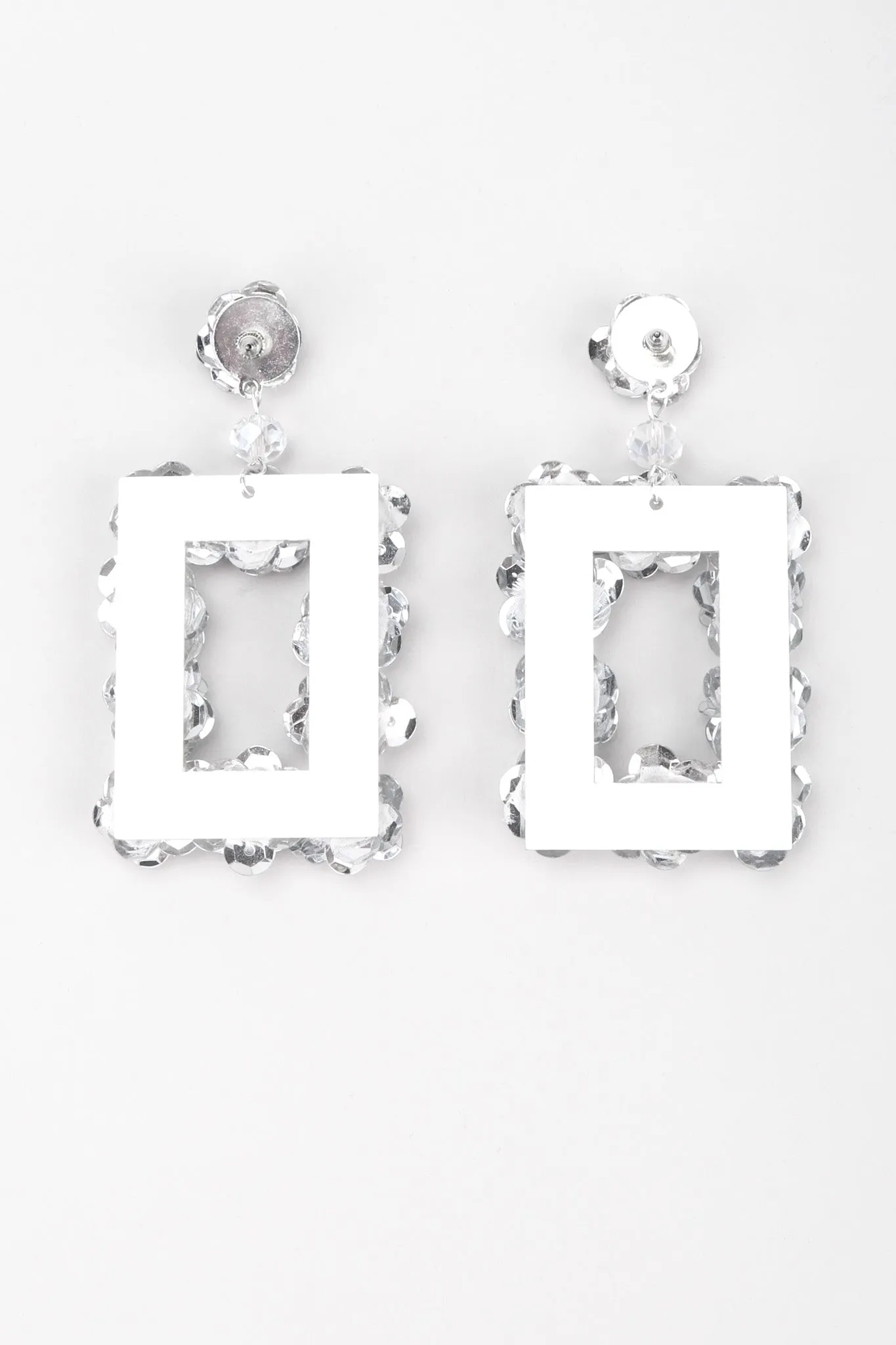 Sequin Flower Frame Earrings