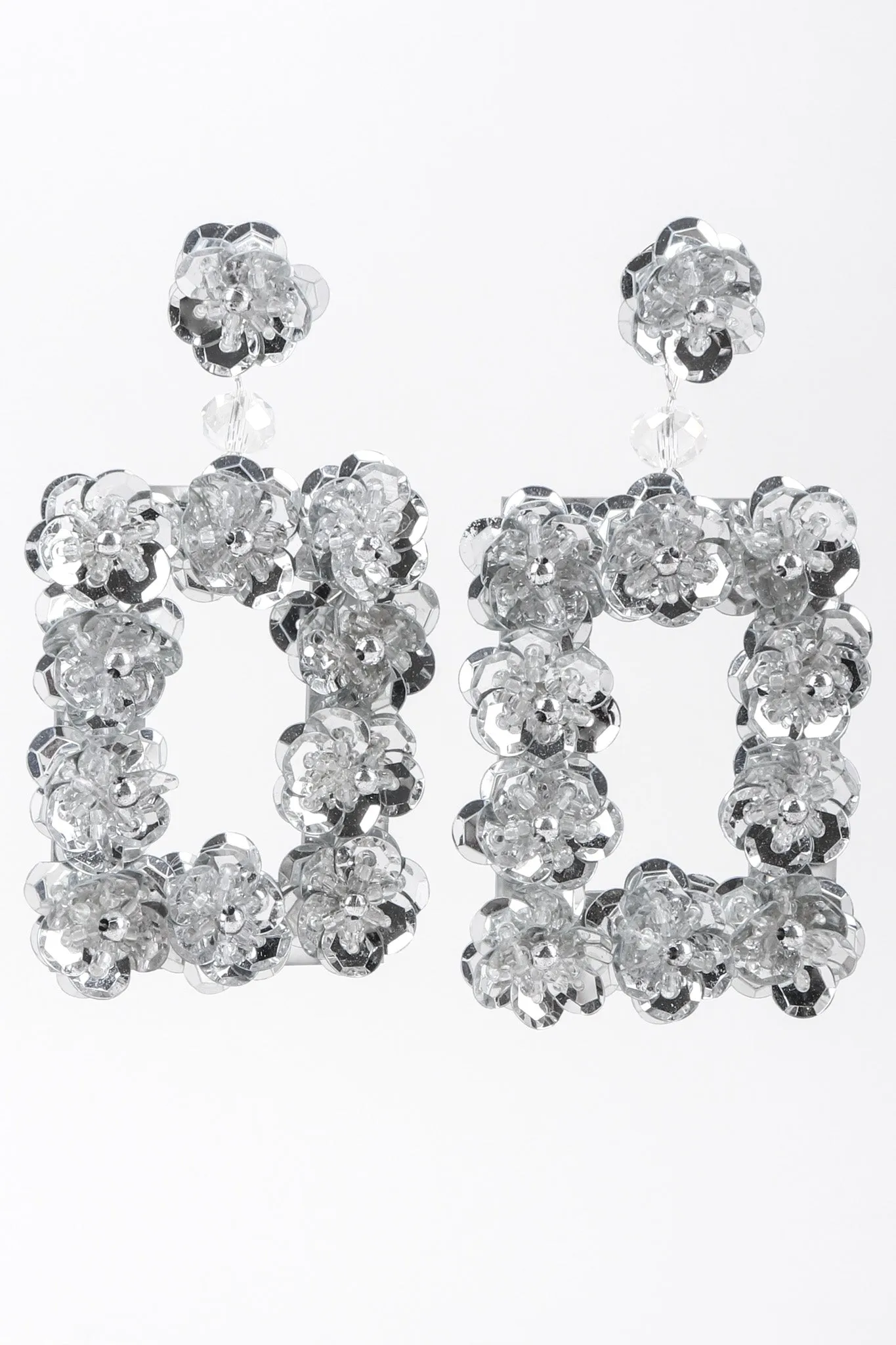 Sequin Flower Frame Earrings