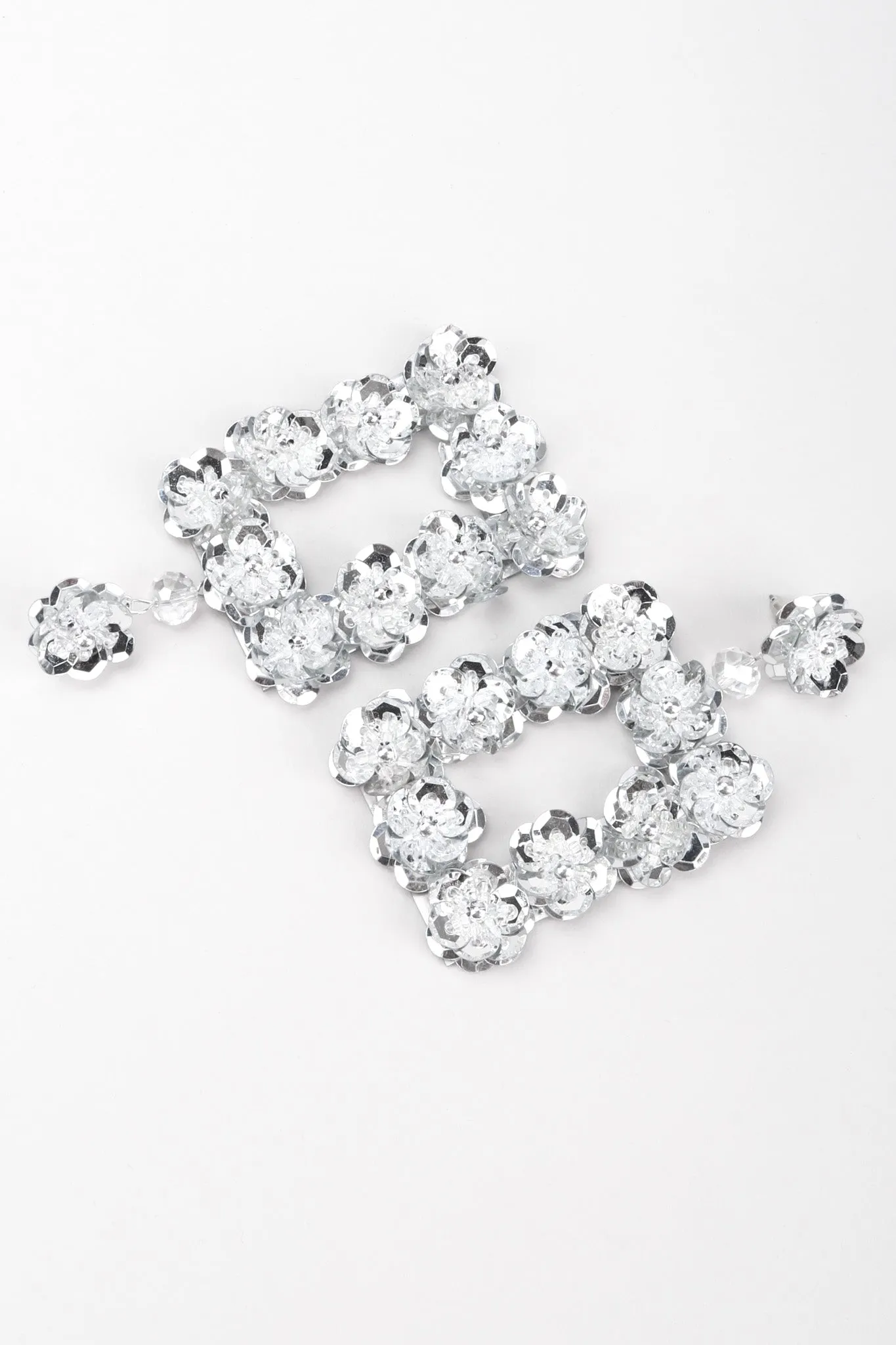 Sequin Flower Frame Earrings