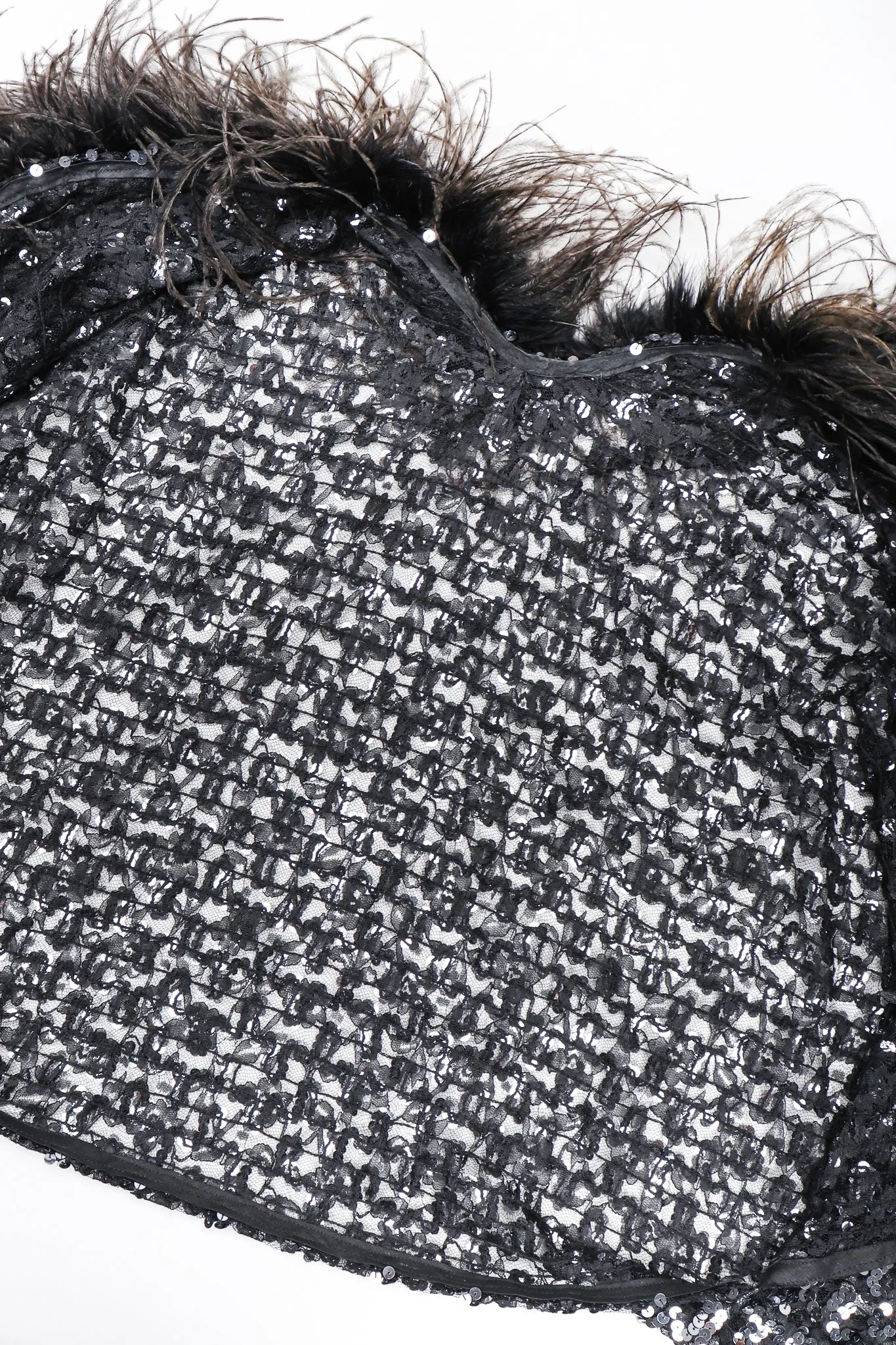 Sheer Sequin Feather Batwing Jacket