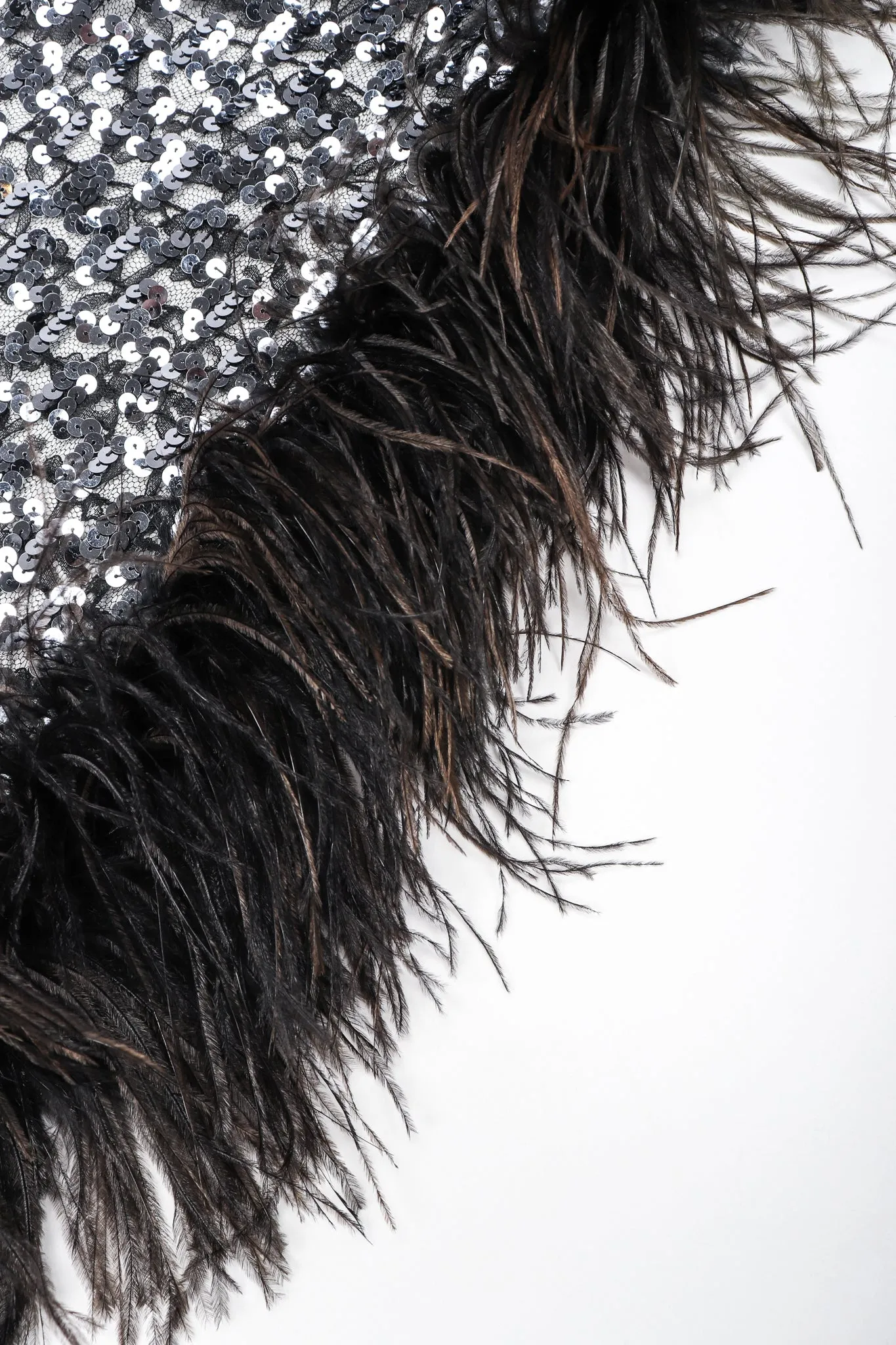 Sheer Sequin Feather Batwing Jacket