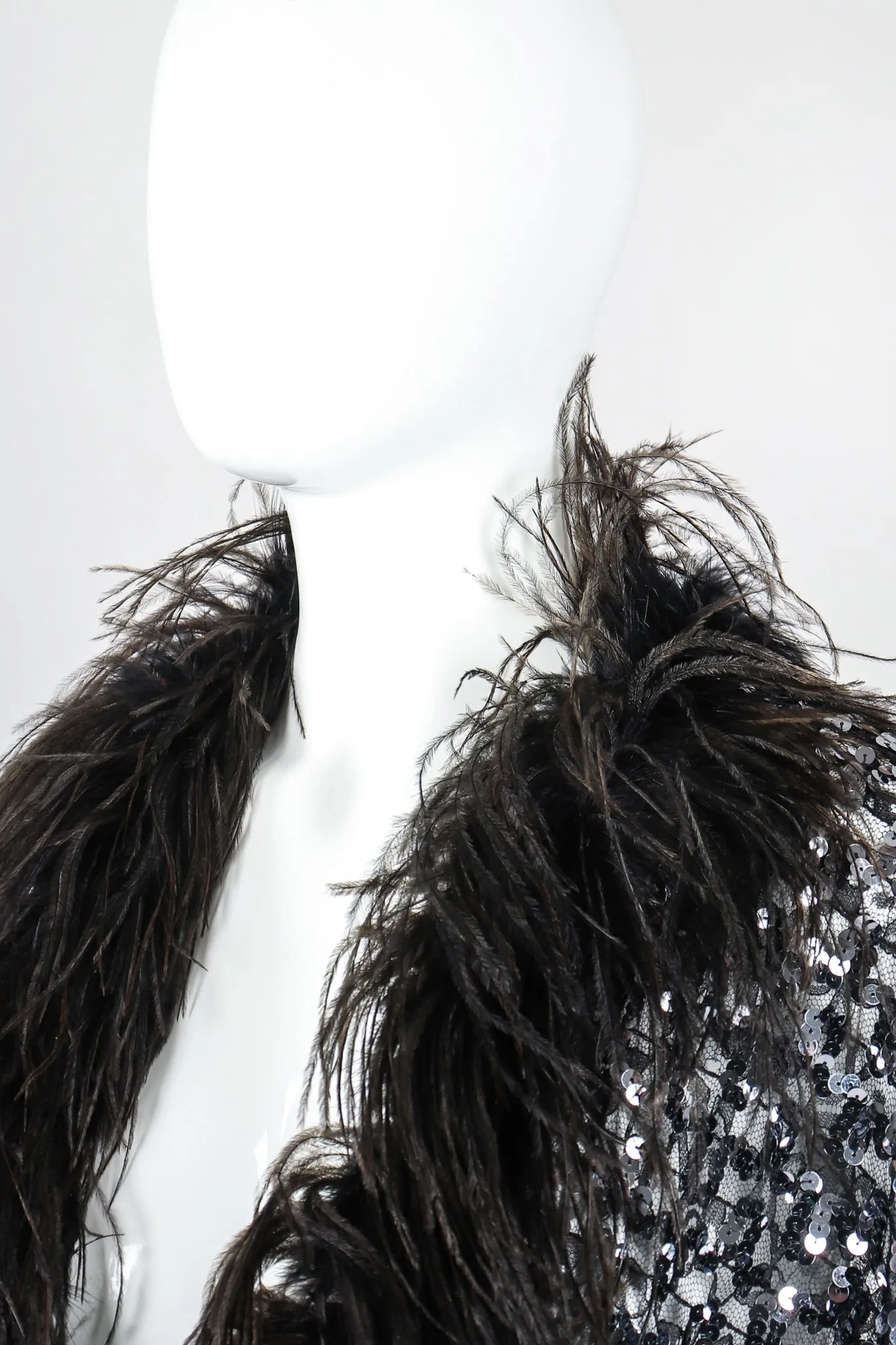 Sheer Sequin Feather Batwing Jacket