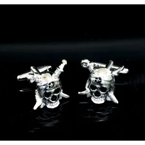 Silver Mens Stainless Steel Pirates Cufflinks for Shirt with Box - Hand Crafted Perfect Gift