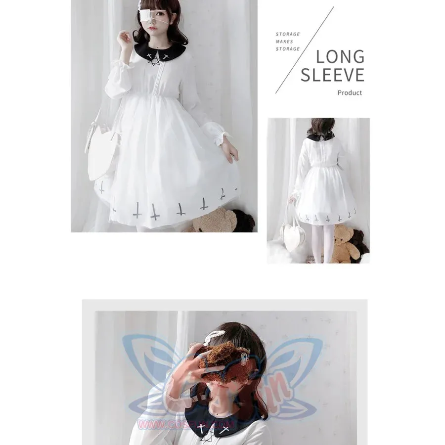 Simple Fashion Cross Print  Lolita Tulle Dress