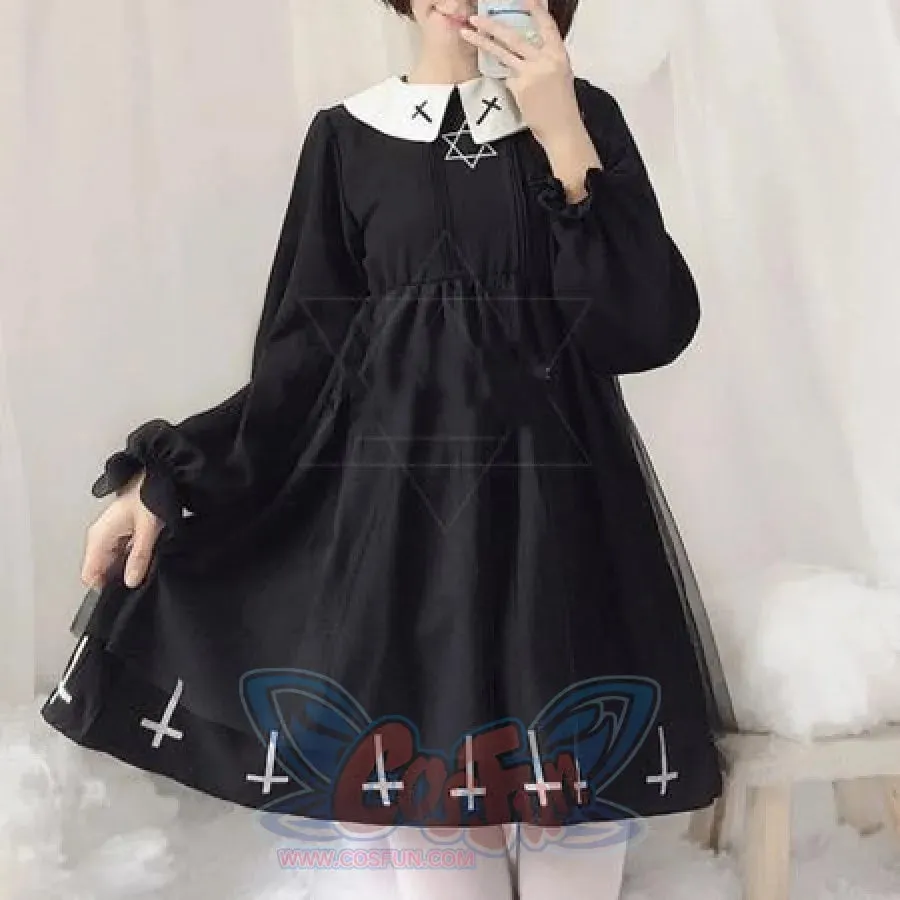 Simple Fashion Cross Print  Lolita Tulle Dress