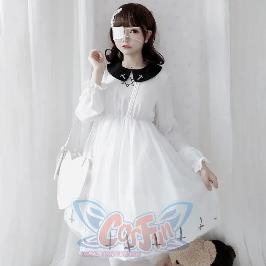 Simple Fashion Cross Print  Lolita Tulle Dress