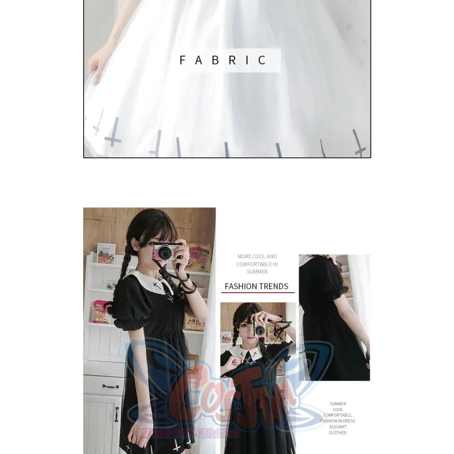 Simple Fashion Cross Print  Lolita Tulle Dress