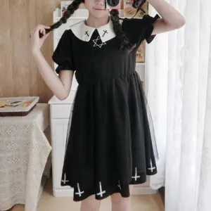 Simple Fashion Cross Print  Lolita Tulle Dress