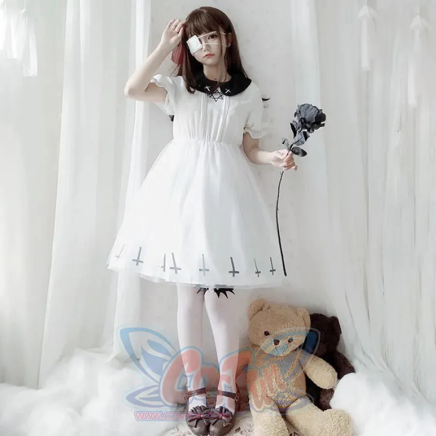 Simple Fashion Cross Print  Lolita Tulle Dress