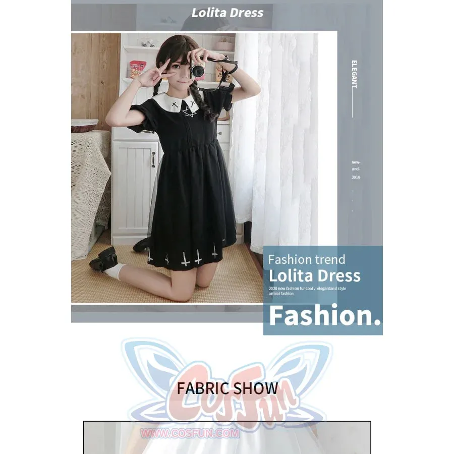 Simple Fashion Cross Print  Lolita Tulle Dress