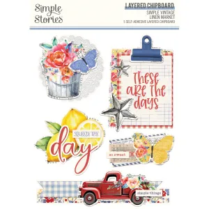 Simple Stories - Simple Vintage Linen Market - Layered Chipboard