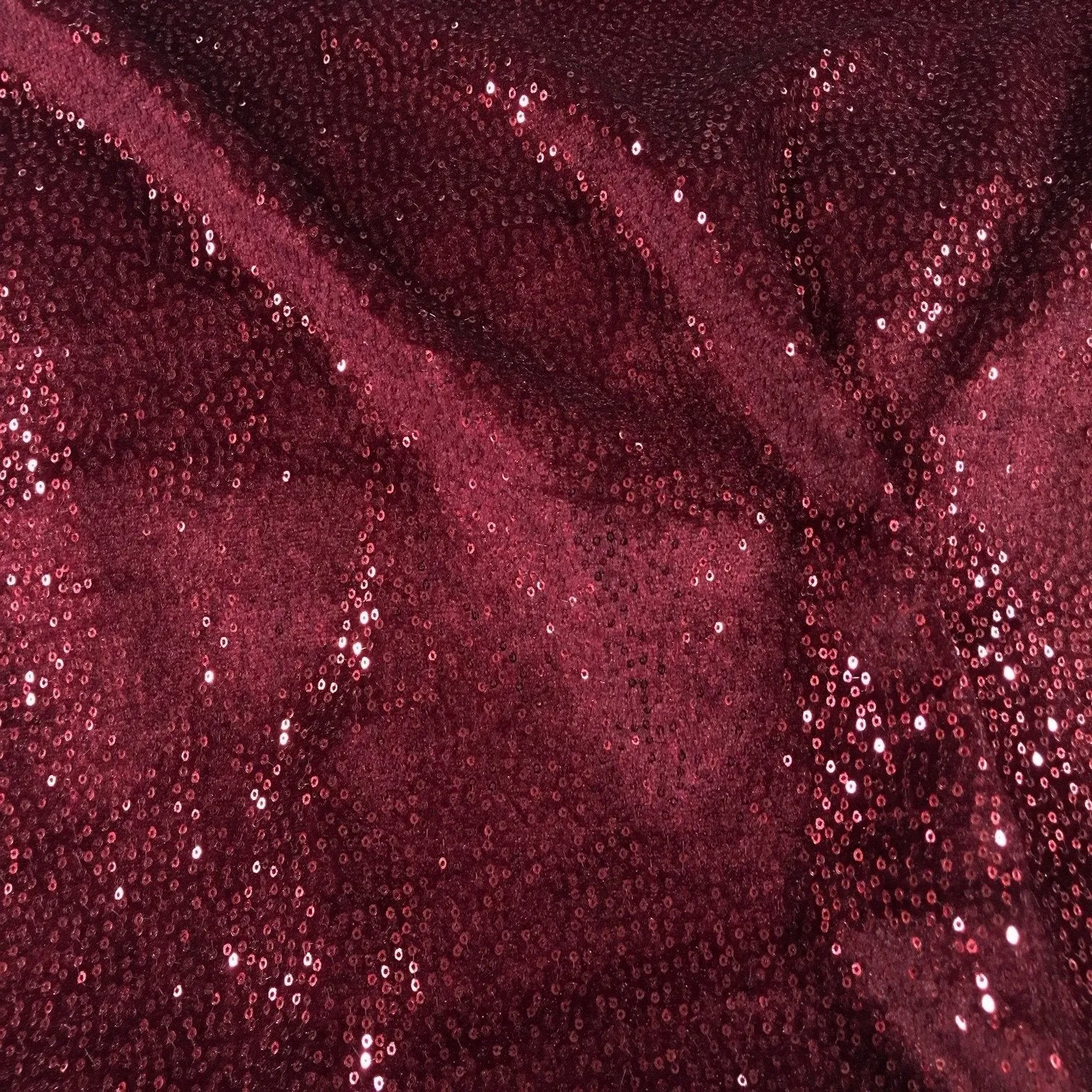 Single Color Velvet Design Sequin Embroidered Knitted Fabric