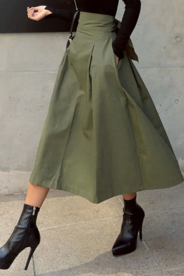 Solid Color Back Tie Skirts