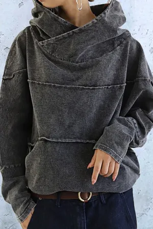Solid Color Loose Denim Top