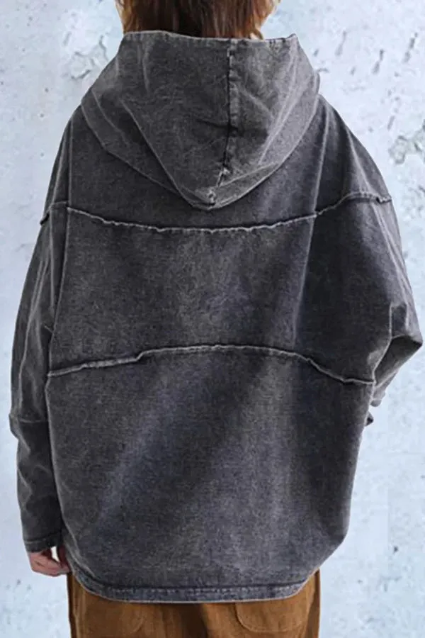 Solid Color Loose Denim Top