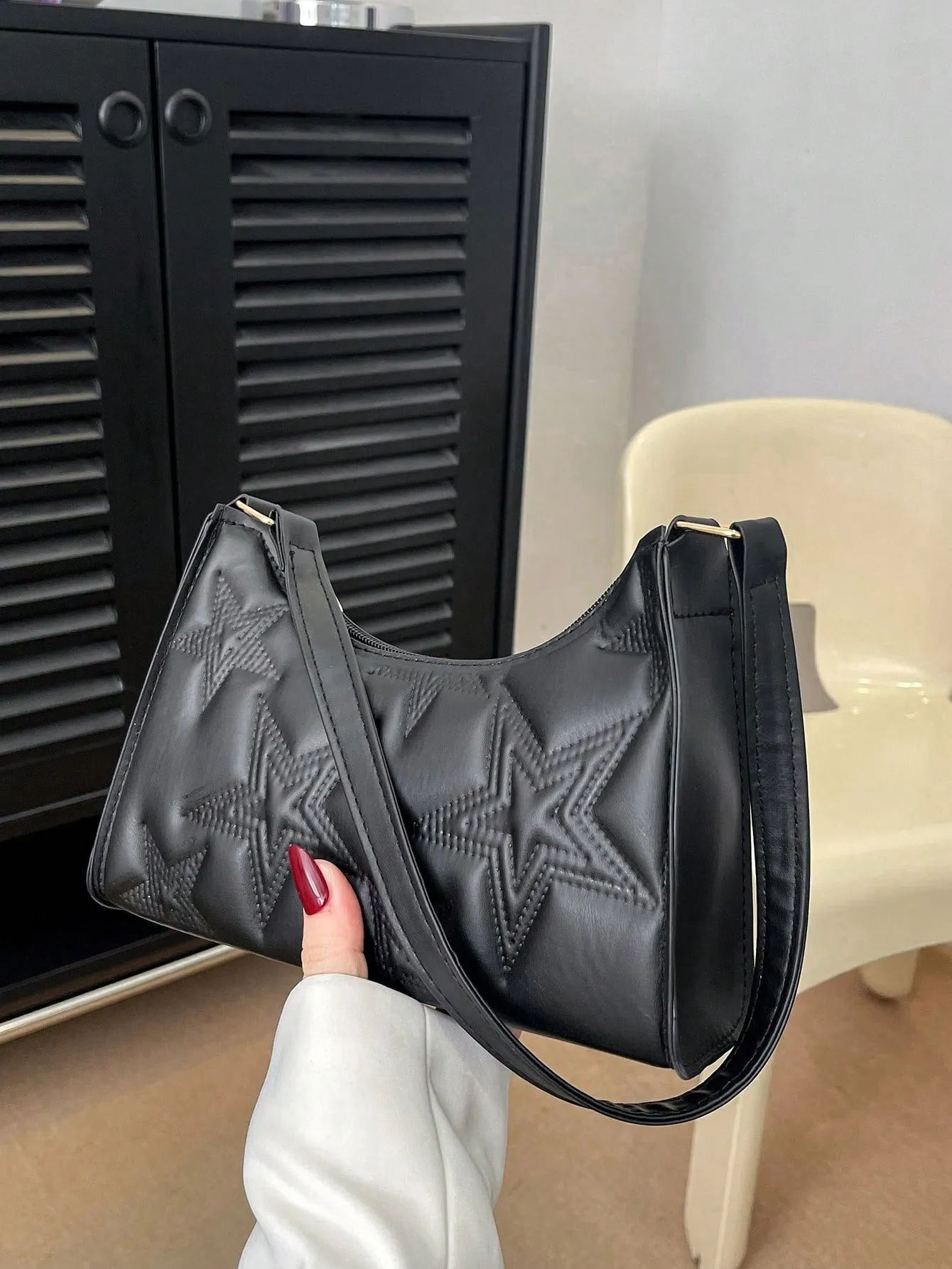 Solid Color Simple Light Luxury Pentacle Shoulder Bag