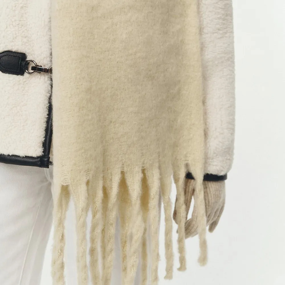 Solid Color Tassel Scarf