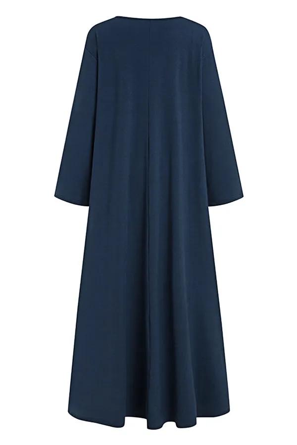 Solid Color V-neck Dress