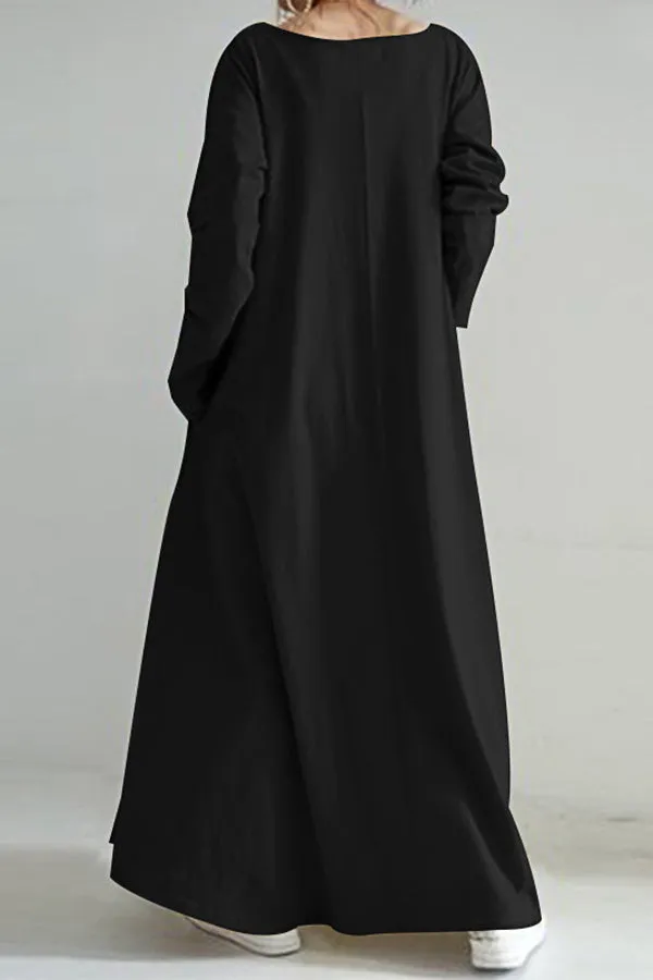 Solid Color V-neck Dress