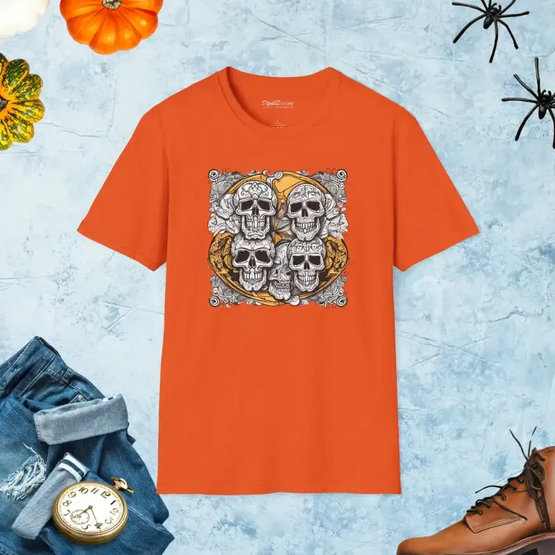 Spooky Softstyle t Shirt with Scary Skulls