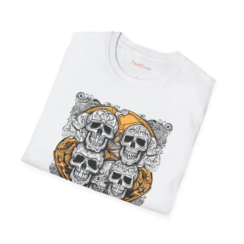 Spooky Softstyle t Shirt with Scary Skulls