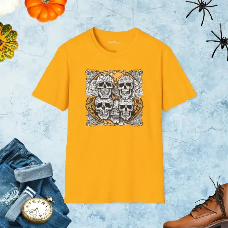 Spooky Softstyle t Shirt with Scary Skulls