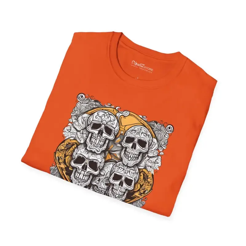 Spooky Softstyle t Shirt with Scary Skulls
